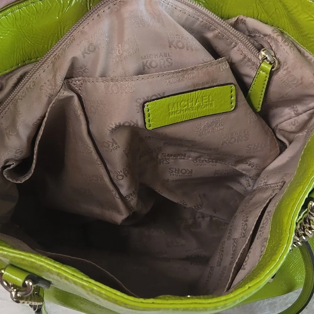 Michael Kors Lime Green Leather Tote Bag - Picture 10 of 12